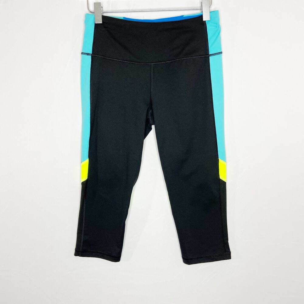 VSX Victoria's Secret Sport Black, Blue & Neon Capri Leggings Size Small